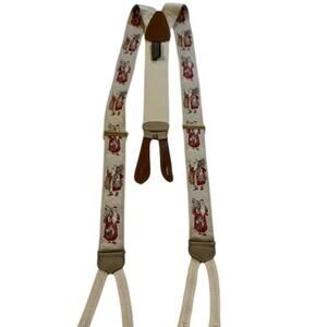 Vtg Trafalgar Ltd Edition Silk Suspenders Braces Old St Nick Christmas Santa